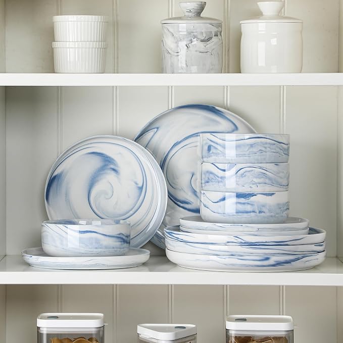 MALACASA 12 Pcs Porcelain Plates and Bowls Sets, Dinnerware Set - Image 6
