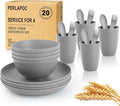 Wheat Straw Dinnerware Sets, Dishwasher & Microwave Safe Kids Plates and Bowls by Perlapoc