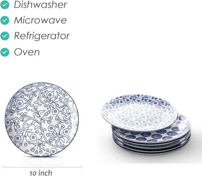Selamica 10 inch Porcelain Dinner Plates, Large Size Ceramic Plates - Image 2
