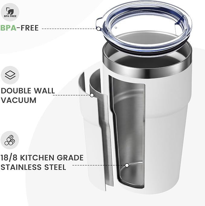 MEWAY 16oz Tumbler Double Wall Vacuum Insulated Travel Mug Bulk, Stainless - Image 3