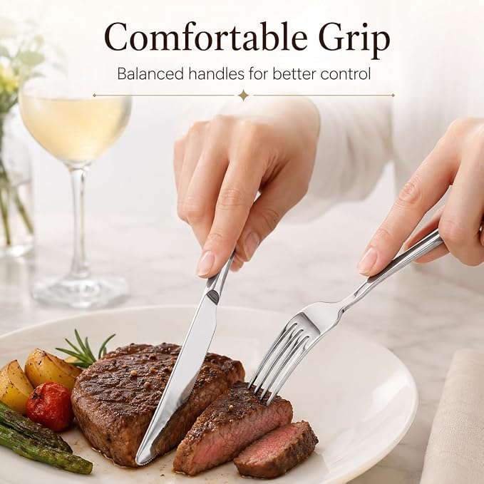 SANTUO 20-Piece Stainless Steel Dinner Knife and Fork Set - Image 5