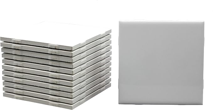 Creative Hobbies 12 Pack of Glossy White Glazed Ceramic Tiles - Image 2