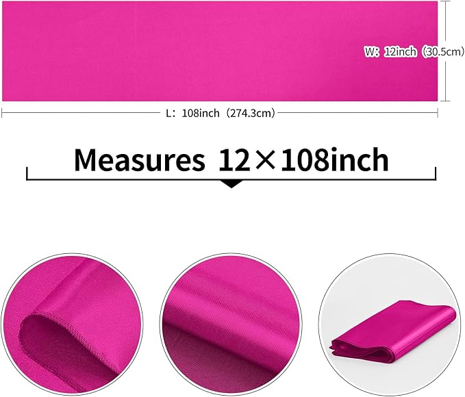 15-Pack Fuchsia Satin Table Runner 12 x 108 Inch Long Fuchsia Bright and Smooth - Image 3