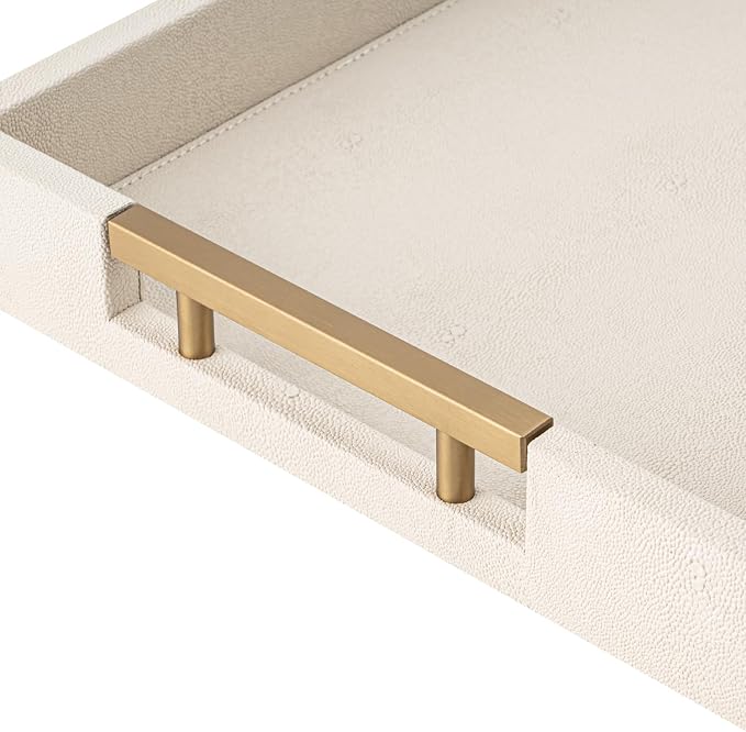 Beige Faux Leather Serving Tray - Image 8