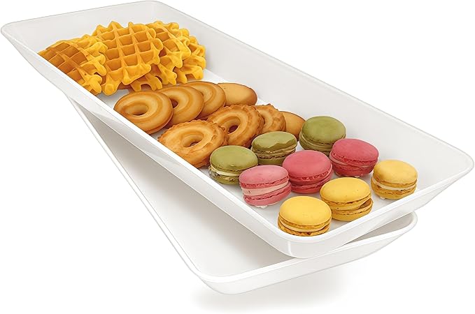 Serving Tray Platter Rectangle, Plastic White Food Trays by Unknown