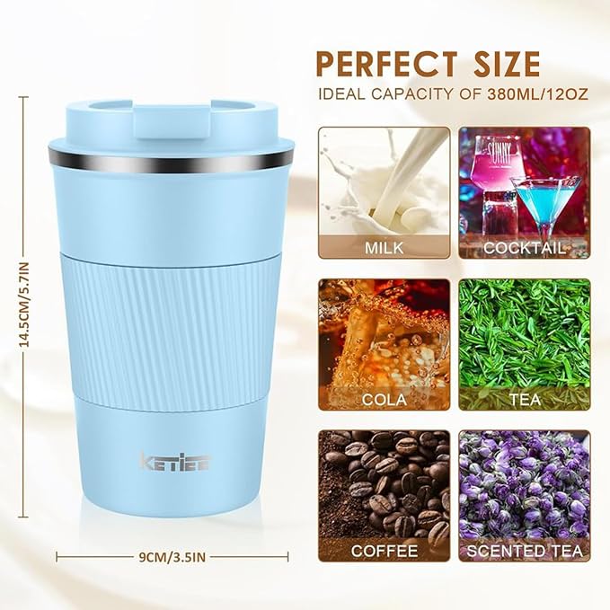 KETIEE Travel Coffee Mug 12oz: Insulated Coffee Cup - Image 6