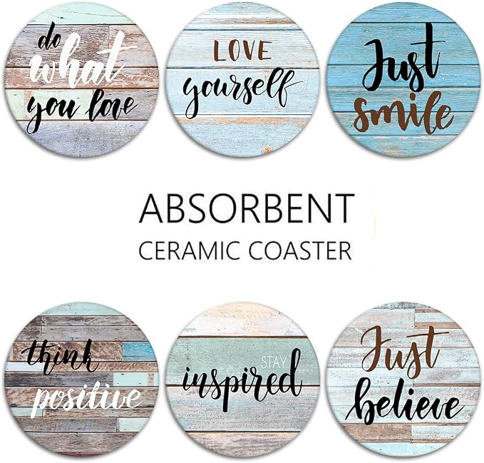 Coasters for Drinks, Ceramic Stone, Colorful Wooden | Just Smile Inspiration - Image 5