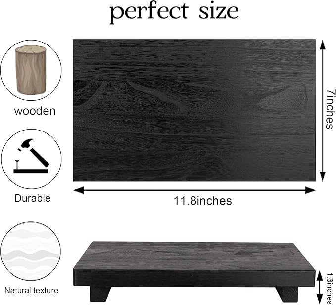 Wood Bathroom Tray Farmhouse Decor Kitchen Soap Holder, 11.8"x7" Black | - Image 3