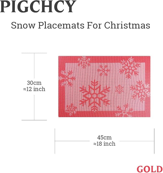 PIGCHCY Christmas Placemats Snowflake Woven Heat Resistant Placemats Washable - Image 2