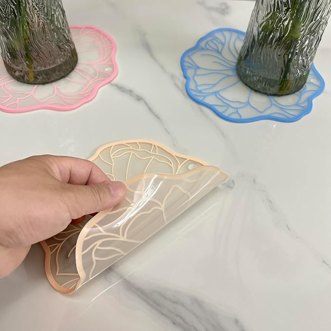 Silicone Coasters, 7.5-inch PVC Heat-Resistant Non-Slip Placemats, Anti-Scald - Image 2