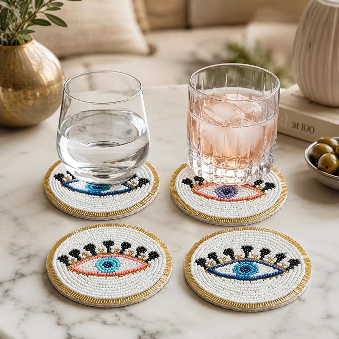 Beaded Coasters Set of 4, Absorbent Table Décor - Image 4