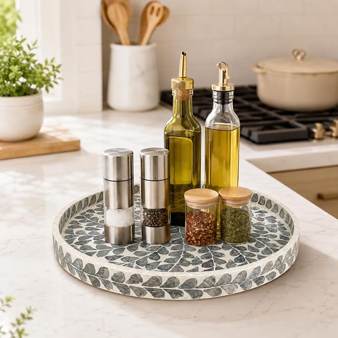 Lazy Susan Turntable 12.5 Inch, Round Wooden Spinning Tray - Image 6