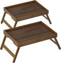 Bamboo Breakfast Trays with Folding Legs, Walnut | Set of 2 large bamboo bed by Unknown