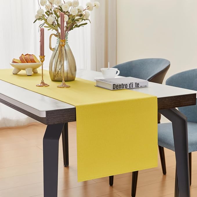 YATOJUZI Yellow Table Runner Seasonal Autumn Kitchen Dining Coffee Table - Image 5