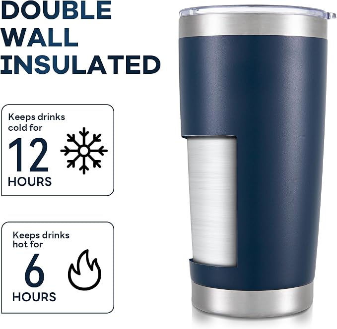 20 oz Tumbler with Lid Stainless Steel Insulated Tumblers Cups Travel Mug | - Image 3