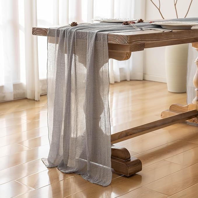 Dusty Blue Cheesecloth Table Runner 120 Inches - Image 5