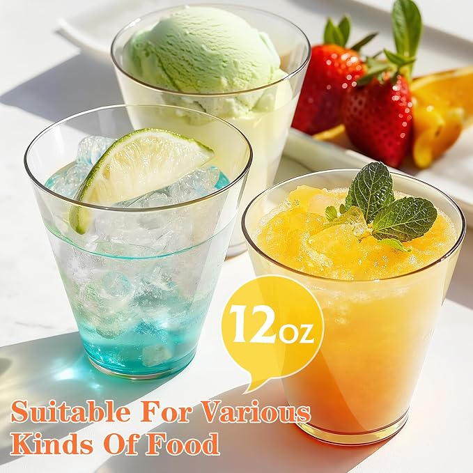 Glowserve 200 Pack Clear Plastic Cups 12 oz Plastic Drinking Cups - Image 6