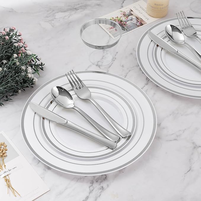 BESTVIP 450PCS Silver Dinnerware Set - Image 6