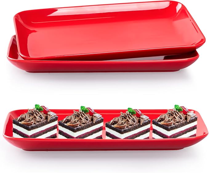 DELLING 12 Inch Rectangular Serving Platter Set of 3, Appetizer Salad Dessert by Delling-HappyFoodieCreator