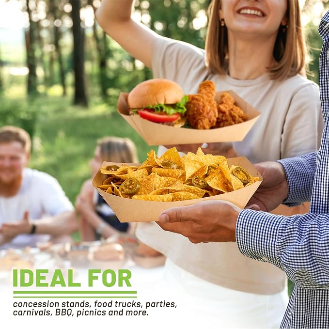 ZORRITA Extra Large Paper Food Trays, 5 LB, 50 Pack | Disposable, Kraft Paper - Image 7