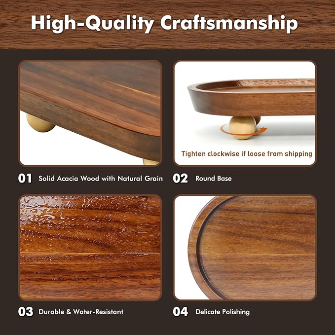Small Wooden Riser, Oval 7.8x4.6inch Tray - Image 8