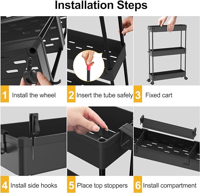 Slim Storage Cart 4 Tier, Bathroom Organizer Rolling Utility, Mobile Shelving - Image 5
