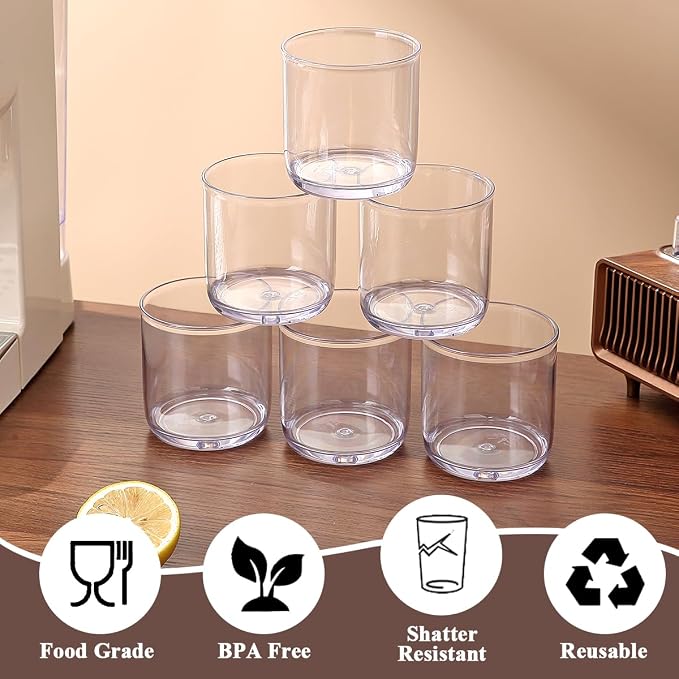 Kyraton Old Fashioned Whiskey Glasses Set of 6, PET Clear Plastic 11.5oz Heavy - Image 4