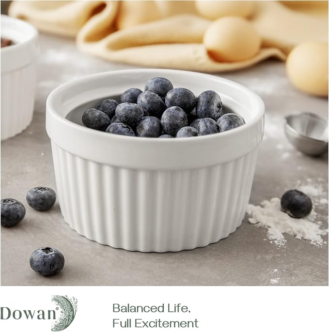 DOWAN Ramekins 12 oz Oven Safe, Creme Brulee Ramekin Souffle Dishes - Image 6