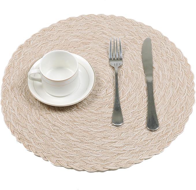 SHACOS Round Braided Placemats 15 inch Set of 6 Thick Boho Kitchen Table - Image 5