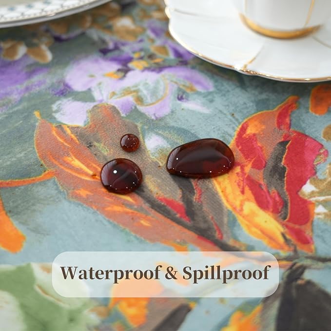 Green Table Runner 12 x 108 Inch, Waterproof Print Floral Table Runners - Image 4