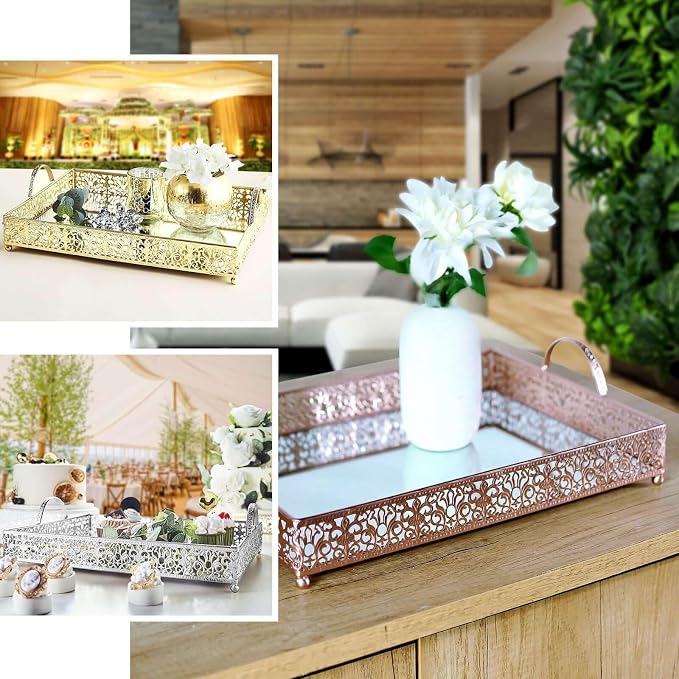 Efavormart 16"x12" Lace White Metal Decorative Serving Trays - Image 5