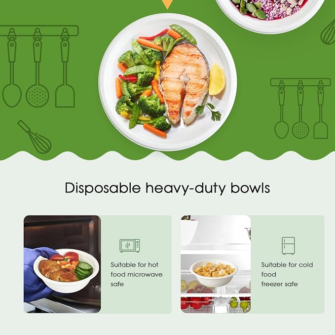 150 Pack 12 oz Compostable Paper Bowls Disposable - Image 4