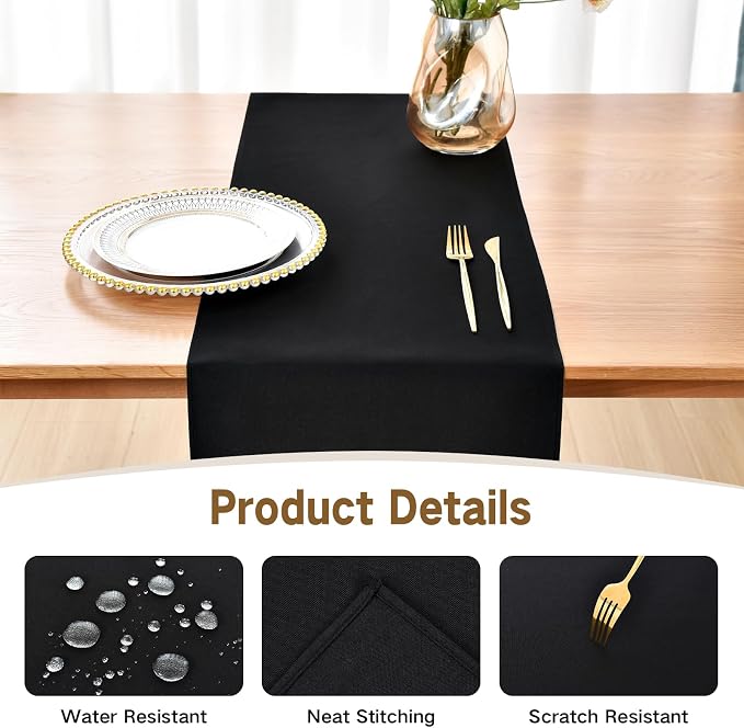 Faux Linen Table Runner Water Resistant 13 x 90 in, Coffee Table Runner - Image 3