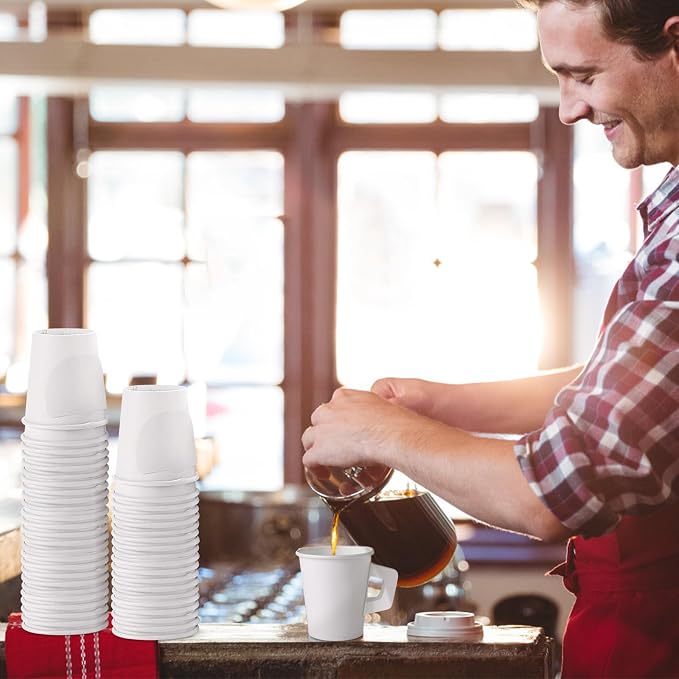 8 Oz Paper Cups with Handles, Disposable Paper Coffee Cups with Handles - Image 6