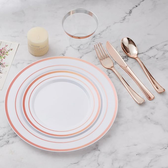 BESTVIP 450PCS Rose Gold Dinnerware Set by Bestvip