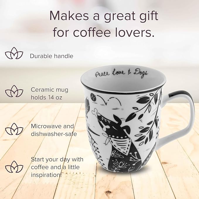 Karma Gifts 14 oz Black and White Boho Mug Celestial - Image 4