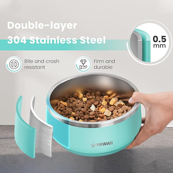 Pawaii Dog Bowl, 68 oz Stainless Steel Food and Water Bowl, ID Tag, 1 Pack | - Image 2