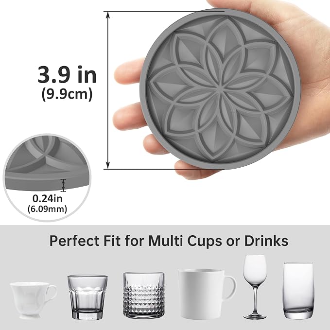 HFHOME Silicone Coasters Set for Drinks - Image 3