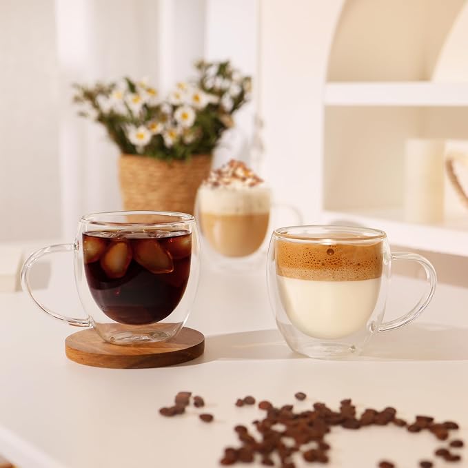 CNGLASS 12oz Double Walled Glass Coffee Mugs, Insulated Glass Mugs - Image 6