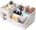 Distressed Rustic Wooden Office Desktop Organizer Shelf Tabletop Home Organizer by VERGOODR