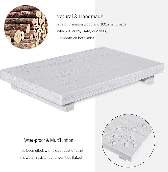 Wood Bathroom Tray Farmhouse Decor Kitchen Soap Holder, 11.8"x7" White | - Image 3