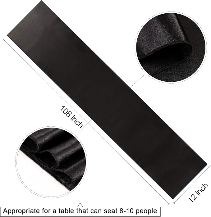 Black Table Runners 20 Pack 12x108 inch Silk Satin Smooth Fabric | Satin Table - Image 4