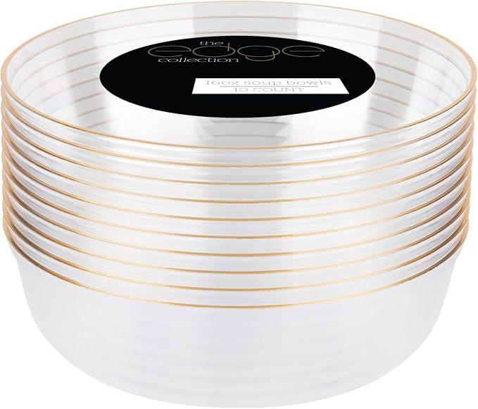 PLASTICPRO [30 Pack 16 OZ Bowls Edge Collection Clear - Image 5