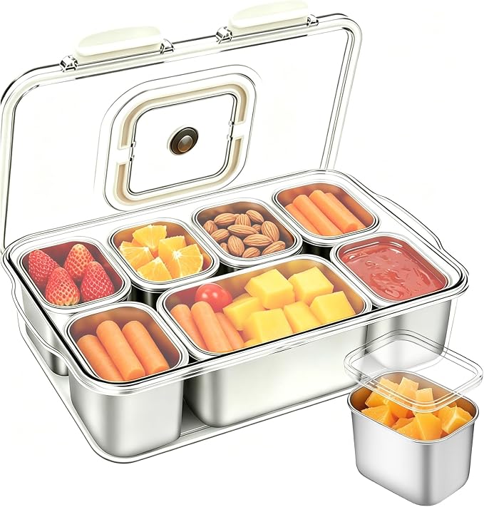 Snackle Box Container, Stainless Steel Divided Serving Tray by kidinit