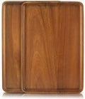 2 PCS 13 x 9 in Solid Acacia Wood Serving Trays Rectangular Wooden Serving by focusonwoodandbamboo
