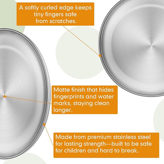 Jinei 50 Pcs Stainless Steel Dishes Set 10 Stainless Steel Plates, 10 Bowls - Image 4