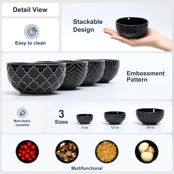 Sureasy 25oz Ceramic Cereal Bowls Set of 4, 5.9 Inch Deep Soup Bowls - Image 4