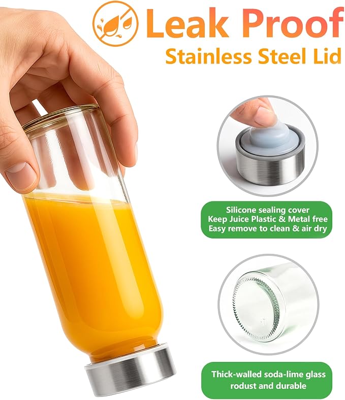 Zukro 10.5 oz Glass Juice Bottles - Image 5