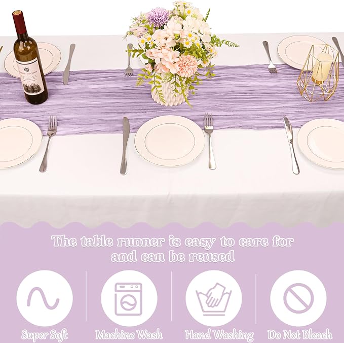 10 Pack Cheesecloth Table Runner 10FT Boho Gauze Rustic Fabric Table Runner - Image 4