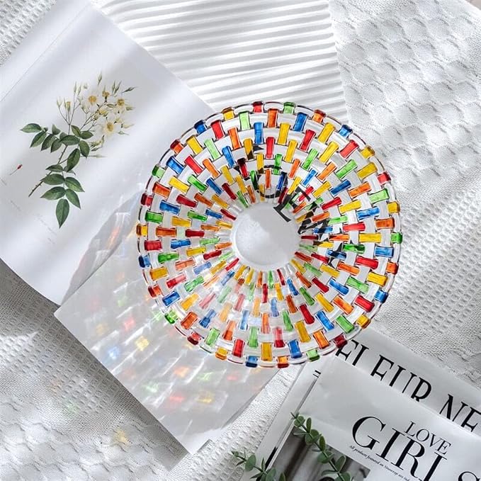 MAGCOLOR Hand Painted Colorful Woven Glass Crystal Salad & Fruit Bowl Decoration - Image 4